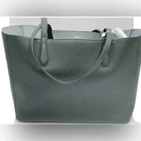 NWT TORY BURCH BLAKE TOTE IN JITNEY GREEN LEATHER SHOULDER BAG POUCH - Picture 5 of 9